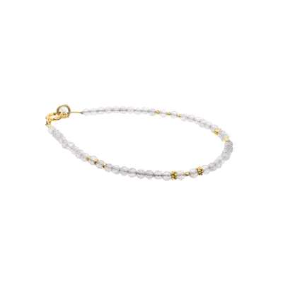 Handmade bracelet made of natural, faceted, spherical shaped Labradorite gemstones and decorative gold plated sterling silver elements. Buy online shop.