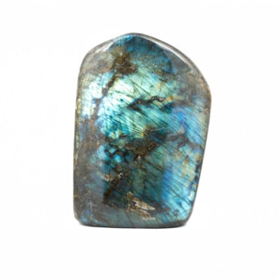 Polished 19cm piece of natural Labradorite gemstone.