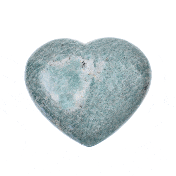 Polished 7cm heart made of natural Amazonite gemstone. Buy online shop.