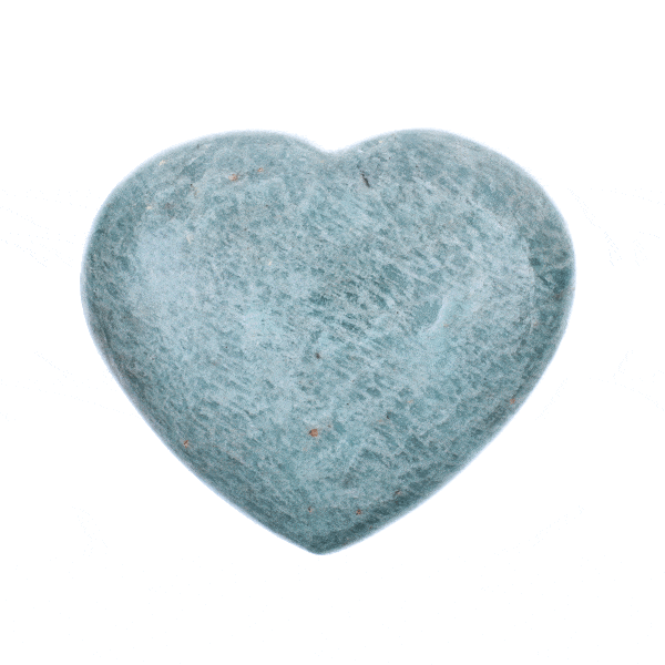 Polished 7cm heart made of natural Amazonite gemstone. Buy online shop.