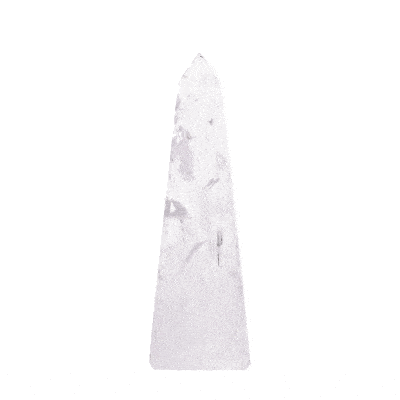 Polished 11.5cm obelisk made from natural crystal quartz gemstone.