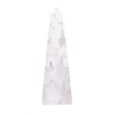 Polished 11.5cm obelisk made from natural crystal quartz gemstone.