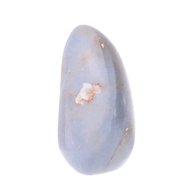 Polished 8.5cm piece of natural ovoid angelite gemstone. 