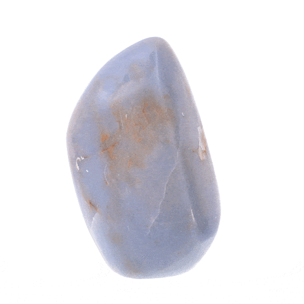 Polished 8.5cm piece of natural ovoid angelite gemstone. 