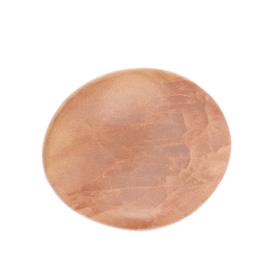 Polished 7cm pebble of natural peach-grey moonstone gemstone. 