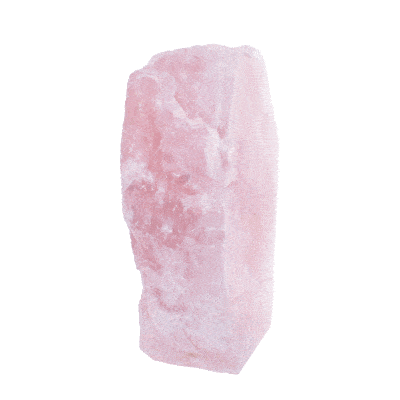 Raw 18cm piece of natural rose quartz gemstone, polished on one side. 