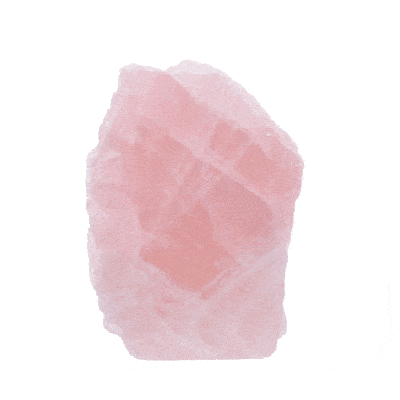 Raw 18cm piece of natural rose quartz gemstone, polished on one side. 