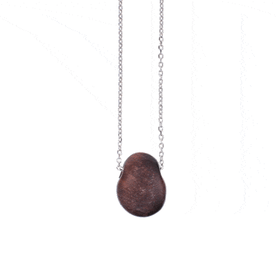 Pendant made of natural red tiger's eye gemstone, threaded on a sterling silver chain. Buy online shop.