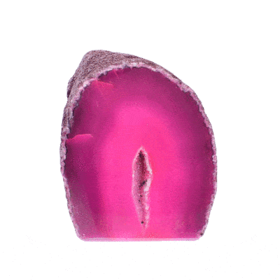 Small natural agate geode gemstone with crystal quartz. The geode has pink colour and a height of 6cm. 