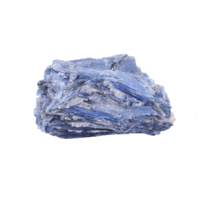 Raw 11cm piece of natural blue kyanite gemstone with quartz. Buy online shop.