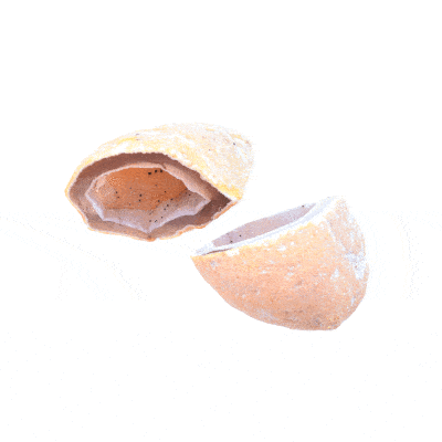 Γεώδες φυσικής πέτρας Αχάτη κομμένο στη μέση μεγέθους 7cm, με εξαιρετικής ποιότητας Kρύσταλλα Xαλαζία στο εσωτερικό του.