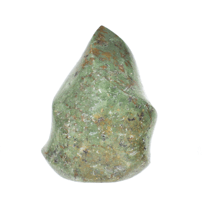 Γυαλισμένο κομμάτι φυσικής πέτρας Σερπεντίνη σε σχήμα φλόγας, ύψους 8,5cm. Αγοράστε online shop.