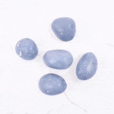 Natural tumbled angelite gemstones, ranging from 3cm to 3.5cm. Buy online shop.