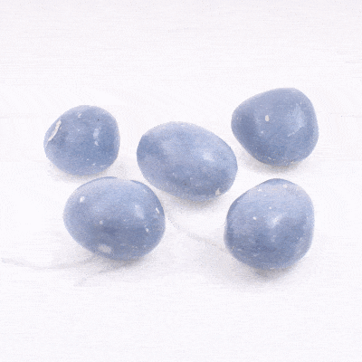 Natural tumbled angelite gemstones, ranging from 3cm to 3.5cm. Buy online shop.