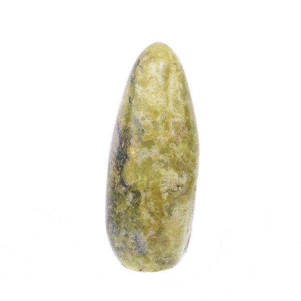 Polished 12cm piece of natural oval-shaped green opal gemstone. Buy online shop.