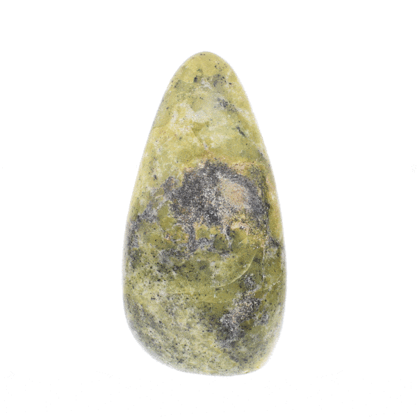 Polished 12cm piece of natural oval-shaped green opal gemstone. Buy online shop.