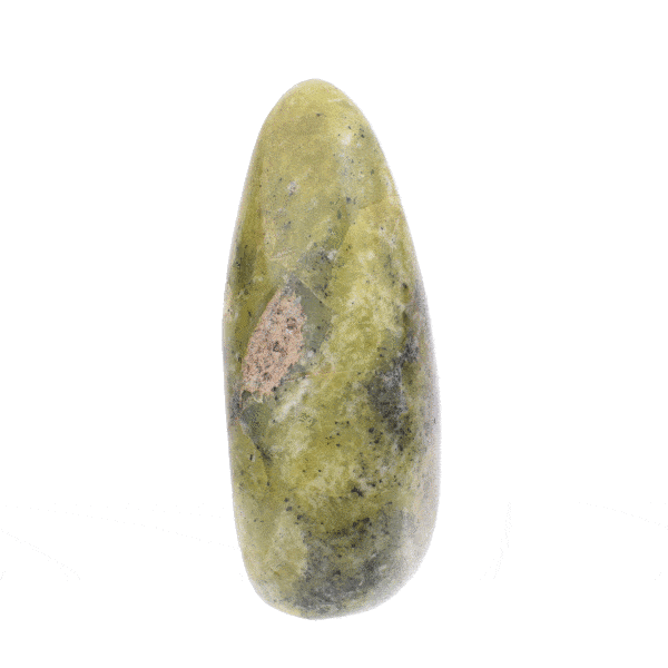 Polished 12cm piece of natural oval-shaped green opal gemstone. Buy online shop.