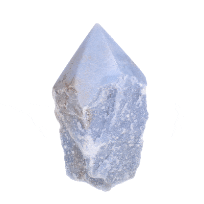 Polished top 10.5cm point made from raw natural angelite gemstone. Buy online shop.