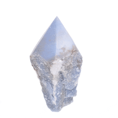 Polished top 10.5cm point made from raw natural angelite gemstone. Buy online shop.