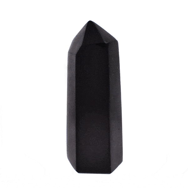 Polished 11cm point made form natural black tourmaline gemstone.