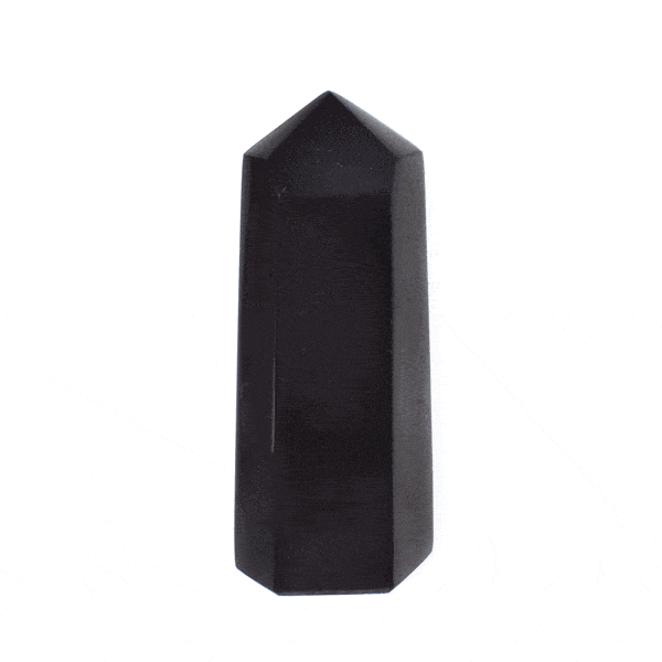 Polished 11cm point made form natural black tourmaline gemstone.