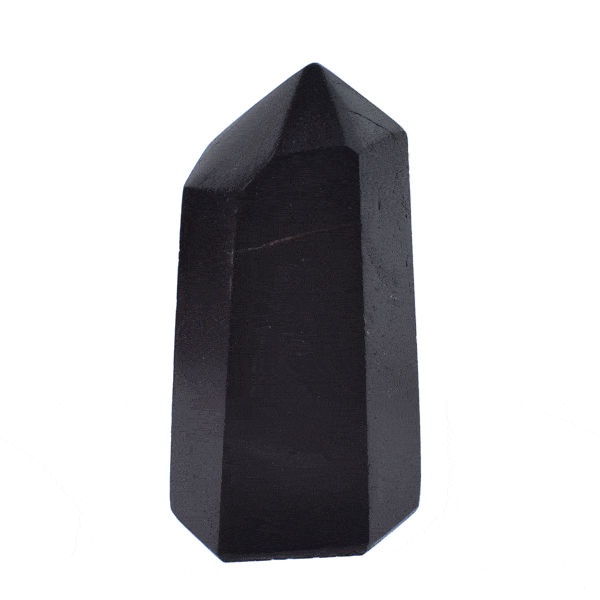 Polished 7cm point made form natural black tourmaline gemstone.