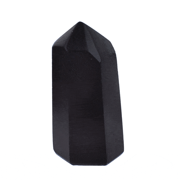 Polished 7cm point made form natural black tourmaline gemstone.