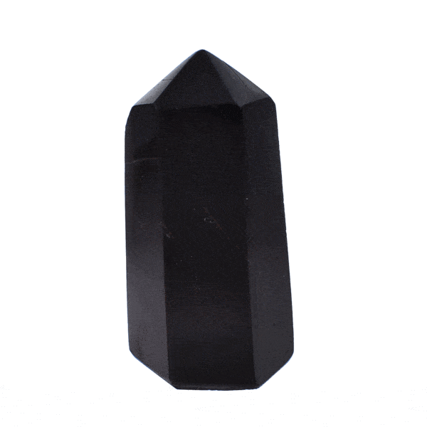 Polished 7cm point made form natural black tourmaline gemstone.