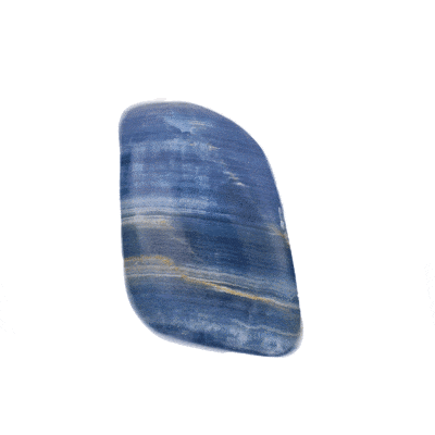 Natural 9cm Polished pebble shaped blue onyx gemstone. 