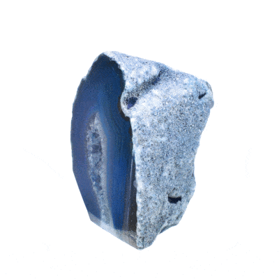 Mini 6.5cm natural, blue agate geode gemstone with crystal quartz.